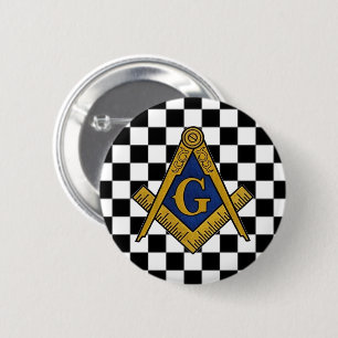 Badge Rond 5 Cm Chèques maçonniques Freemasons Carré et Compass
