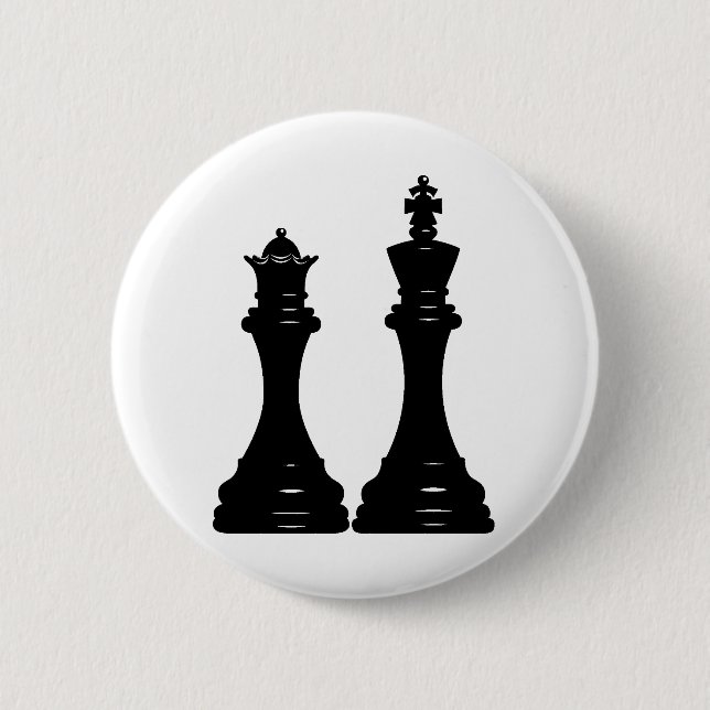 Badge Rond 5 Cm Cheques Queen et King (Devant)