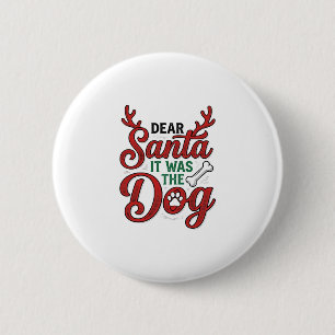 Badge Rond 5 Cm Cher Père Noël C'était Le Chien Conception De Chem