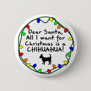 Badge Rond 5 Cm Cher Père Noël Chihuahua