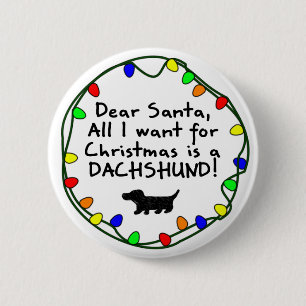 Badge Rond 5 Cm Cher Père Noël Dachshund