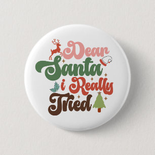 Badge Rond 5 Cm Cher Père Noël Retro Jours de Noël Super