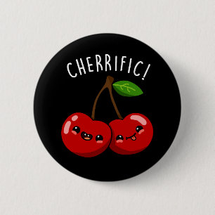 Badge Rond 5 Cm Cherrific Funny Red Cherry Pun Dark BG