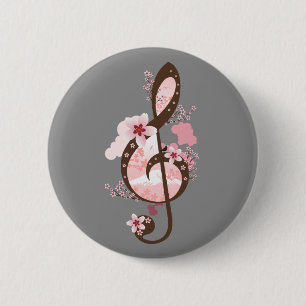Badge Rond 5 Cm Cherry Blossom