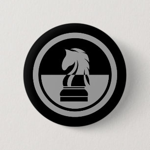 Badge Rond 5 Cm Chess - Black & White Knight