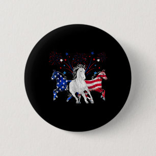 Badge Rond 5 Cm Cheval 4 juillet Drapeau américain patriotique