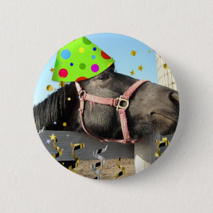 Badge Rond 5 Cm Cheval animal de fête