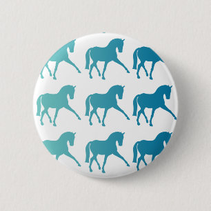 Badge Rond 5 Cm Cheval bleu de dressage d'Ombre