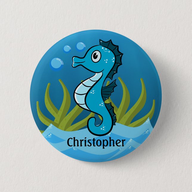 Badge Rond 5 Cm Cheval bleu personnalisé (Devant)
