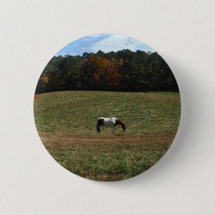 Badge Rond 5 Cm Cheval Brown et blanc