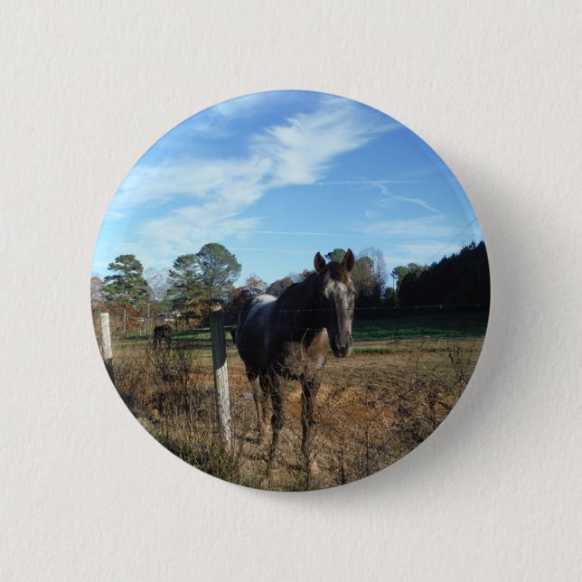 Badge Rond 5 Cm Cheval brun Coco et Crème (Devant)