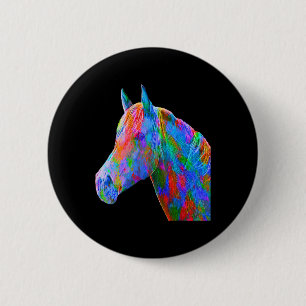 Badge Rond 5 Cm Cheval Coloré Art Horseback Riding Lover Artsy Ho