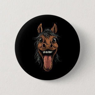 Badge Rond 5 Cm Cheval cool Montrant Langue Chevaux Équitation À C