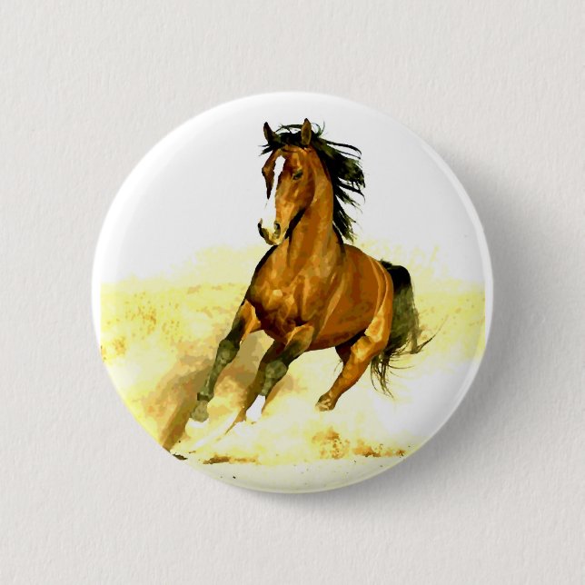 Badge Rond 5 Cm Cheval de course (Devant)