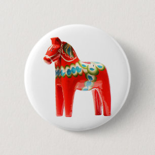 Badge Rond 5 Cm Cheval de la Suède Dala