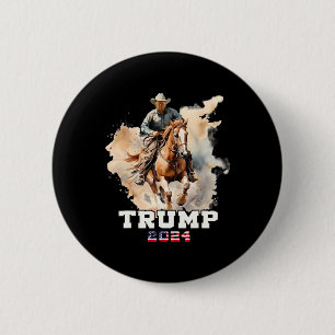 Badge Rond 5 Cm Cheval d'équitation Drapeau américain Cowboy 1