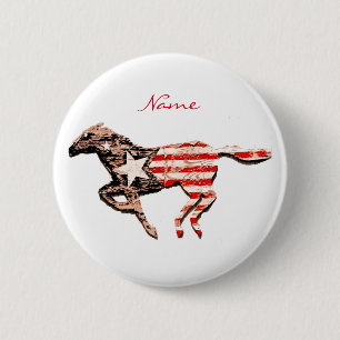 Badge Rond 5 Cm Cheval du drapeau américain qui court Thunder_Cov