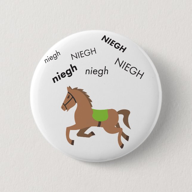 Badge Rond 5 Cm Cheval Emoji mignon d'henissement (Devant)