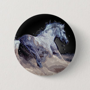 Badge Rond 5 Cm Cheval en action