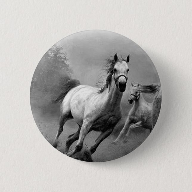 Badge Rond 5 Cm Cheval en course (Devant)