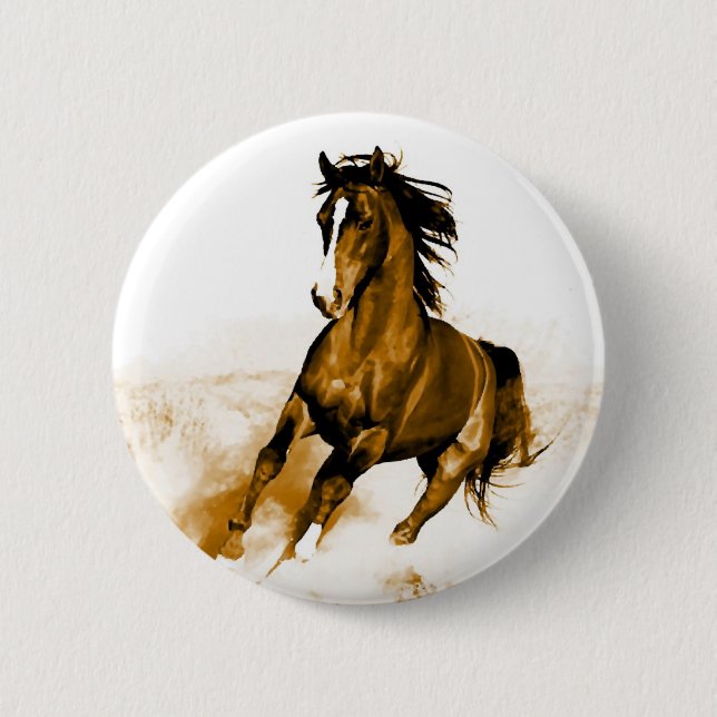 Badge Rond 5 Cm Cheval en course (Devant)