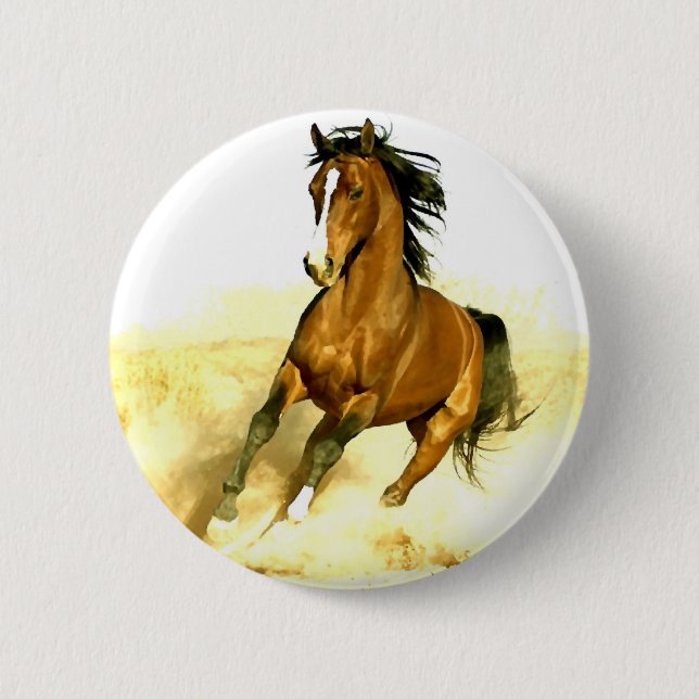 Badge Rond 5 Cm Cheval en course (Devant)