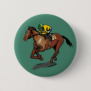 Badge Rond 5 Cm Cheval et Jockey