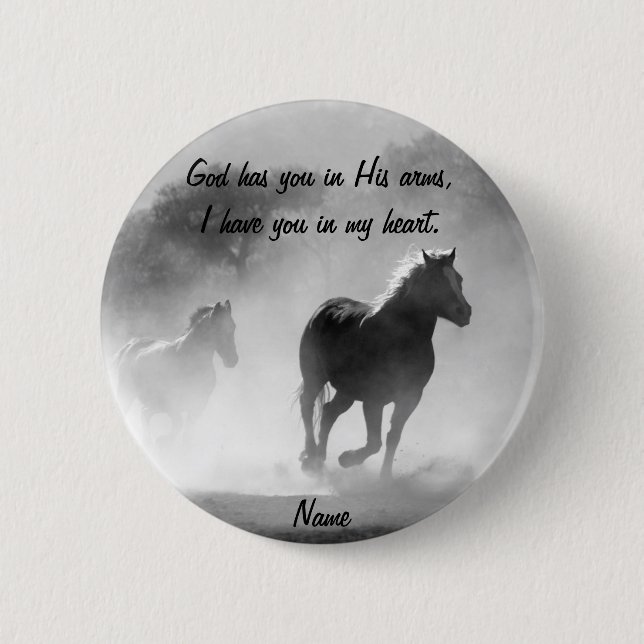 Badge Rond 5 Cm Cheval Galloping hors de la fosse (Devant)
