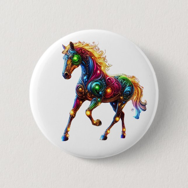 Badge Rond 5 Cm Cheval gracieux (Devant)