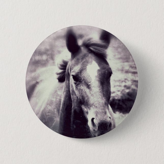 Badge Rond 5 Cm Cheval Grunge (Devant)