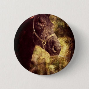 Badge Rond 5 Cm Cheval noir