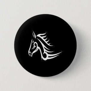Badge Rond 5 Cm Cheval noir de tribal de tatouage