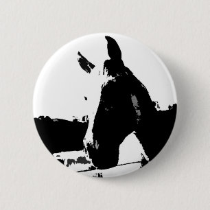 Badge Rond 5 Cm Cheval noir et blanc