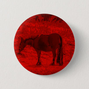 Badge Rond 5 Cm Cheval Rouge