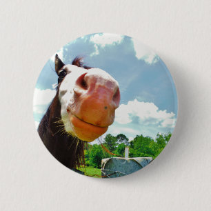 Badge Rond 5 Cm Cheval souriant