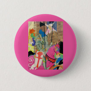 Badge Rond 5 Cm chevalier médiéval à cheval