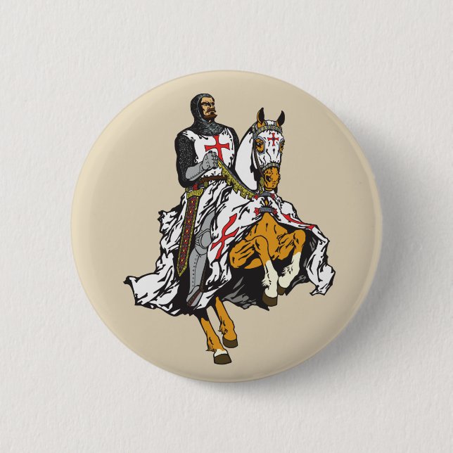 Badge Rond 5 Cm Chevalier templier (Devant)