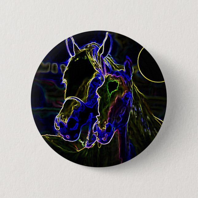 Badge Rond 5 Cm Chevaux Blacklight (Devant)