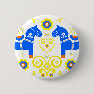 Badge Rond 5 Cm Chevaux bleus de Dala