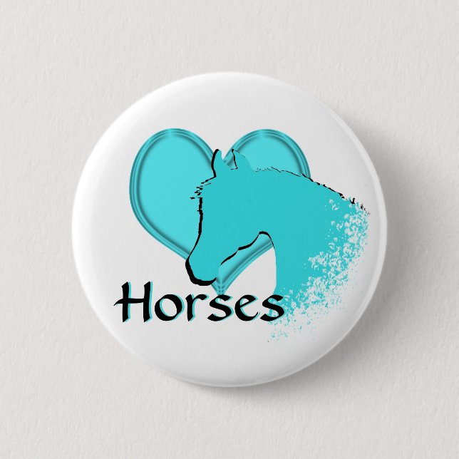 Badge Rond 5 Cm Chevaux cardiaques III (aqua) (Devant)