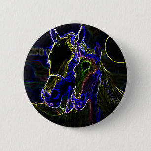 Badge Rond 5 Cm Chevaux de Blacklight
