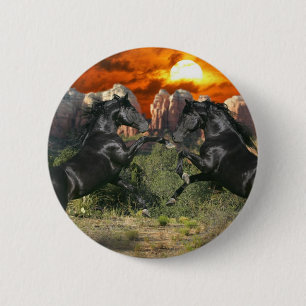 Badge Rond 5 Cm Chevaux d'imaginaire : Magie noire