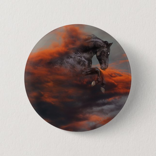 Badge Rond 5 Cm Chevaux d'imaginaire : Nuages (Devant)