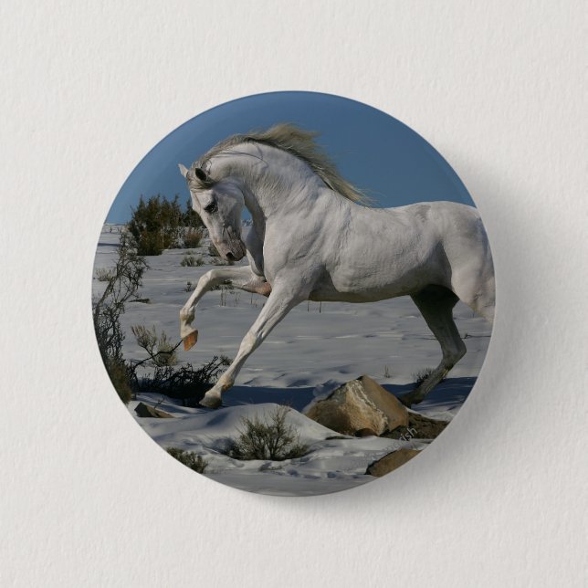 Badge Rond 5 Cm Chevaux d'imaginaire : Roi de neige (Devant)
