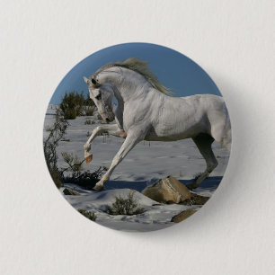 Badge Rond 5 Cm Chevaux d'imaginaire : Roi de neige