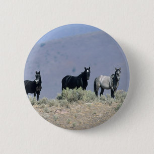 Badge Rond 5 Cm Chevaux sauvages de mustang dans le désert 3