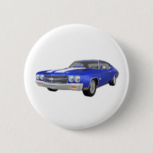 Badge Rond 5 Cm Chevelle 1970 solides solubles : Finition bleue :