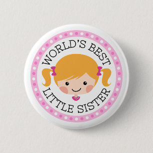 Badge Rond 5 Cm Cheveux blonds de la meilleure de petite soeur des