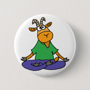 Badge Rond 5 Cm Chèvre drôle faisant le yoga de position de Lotus