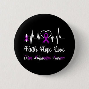 Badge Rond 5 Cm Chiari Malformation Sensibilisation Heartbeat Chri
